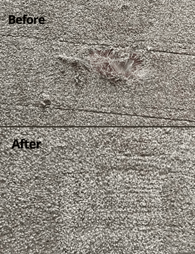 before and after of a worn-out carpet